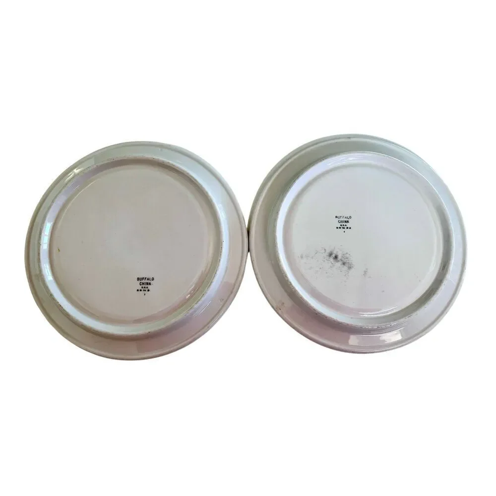 Set of 2 Buffalo China USA White Vintage Restaurant Ware Divided Plates